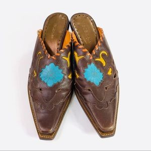 BCB Girls Mules Brown Leather Boho Design